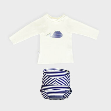 Combi T-Shirt UV + Couche de bain - Marin Mousse